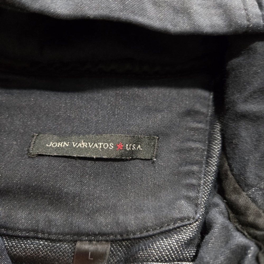 John Varvatos Scott  Hooded Black Denim Jacket Long Sleeve Men’s Size  Large - Picture 5 of 9